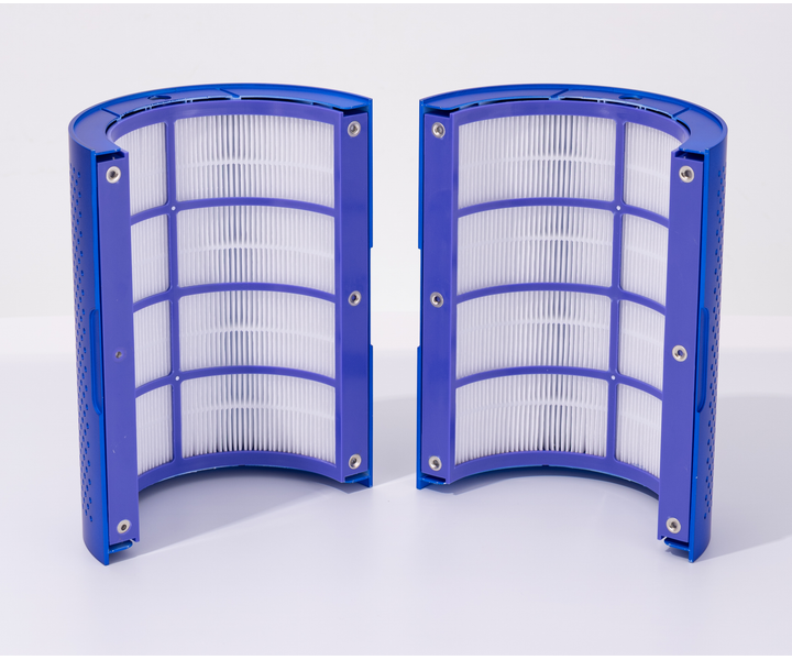The two curved H13 filter components in blue carriers for the TP-050 family