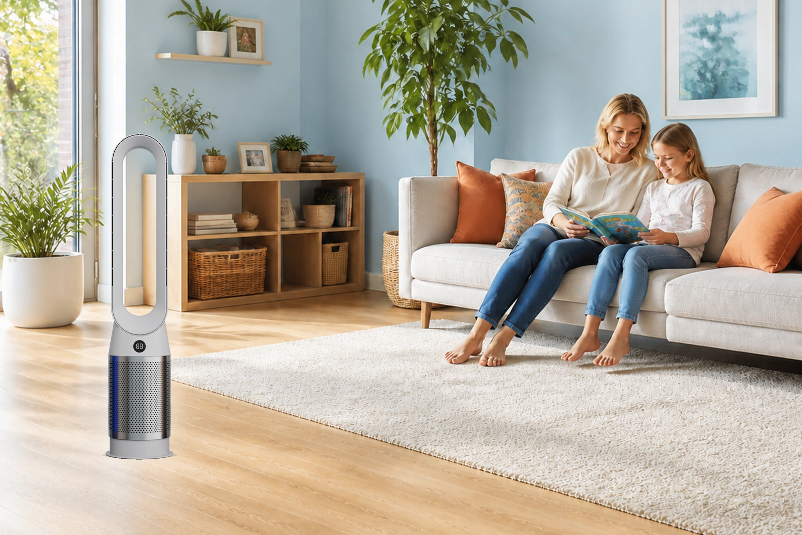 TP-050LH beside a family reading together in a bright living room