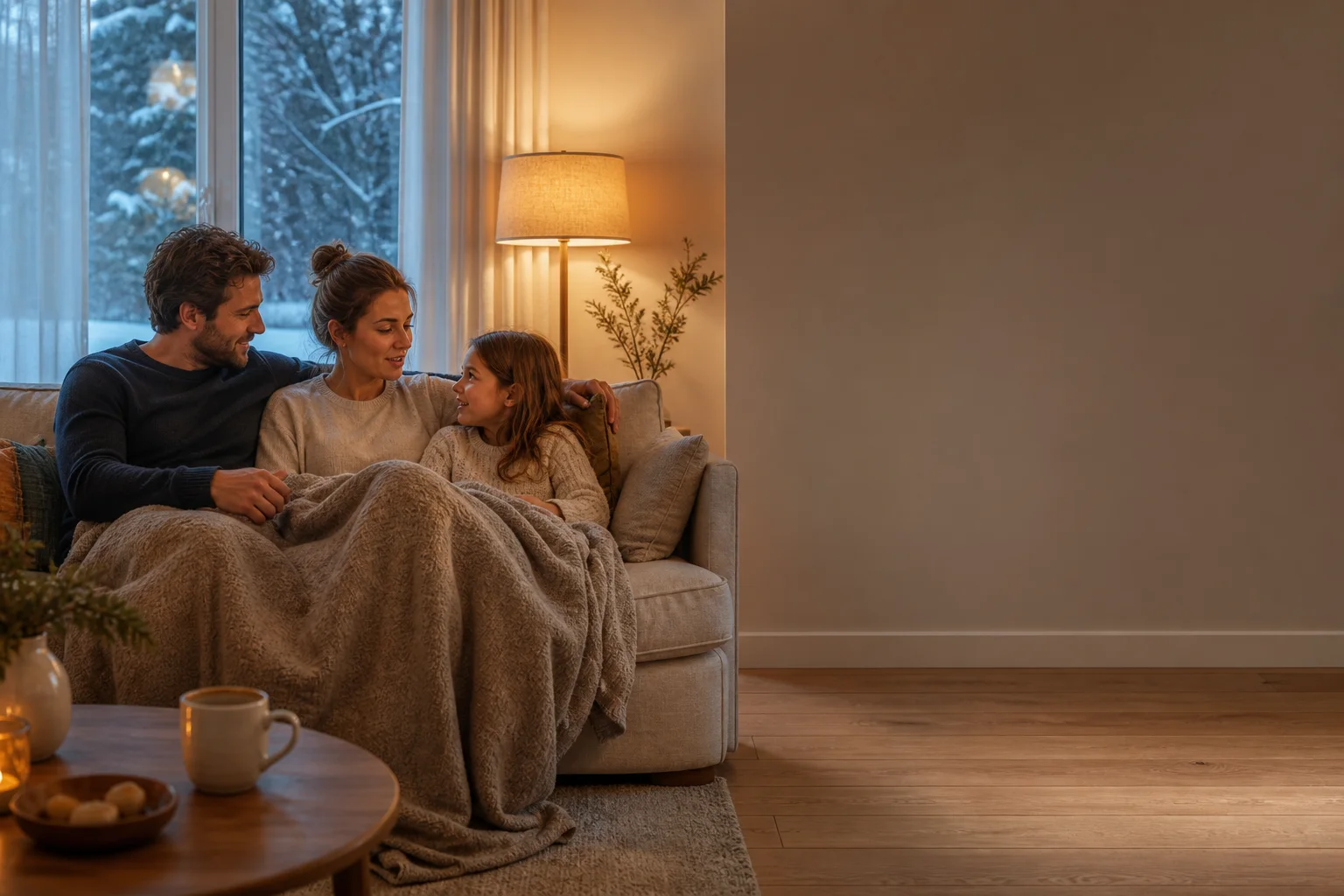 A warm home with clear space for the fan